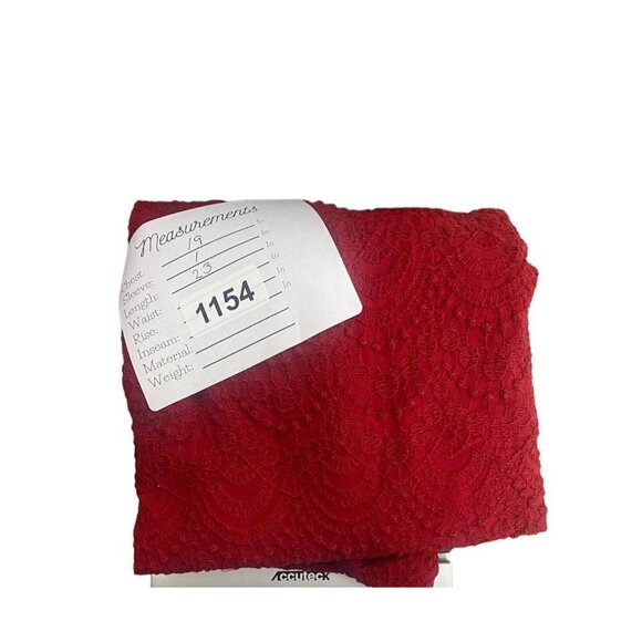 Ann Taylor LOFT Embroidered Short Sleeve Sheer Lace Top Tie Back M Red #2554 - Picture 8 of 12